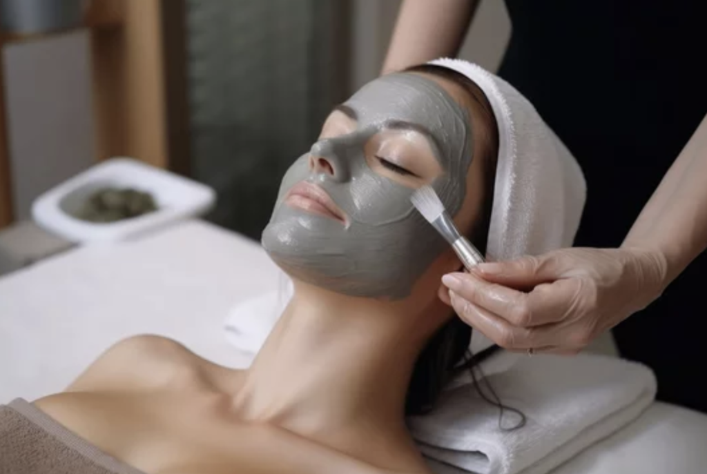 A woman looking relaxed getting a facial